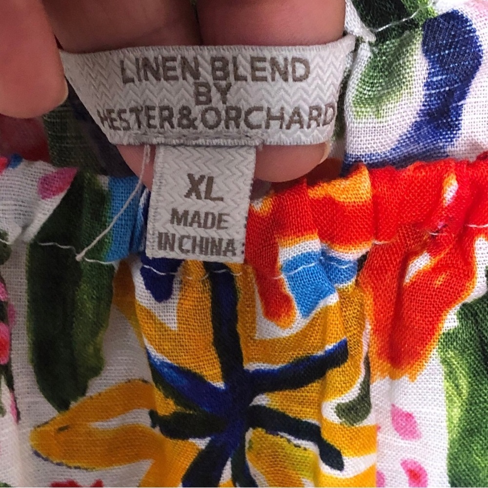 Hester & Orchard 3/4 Sleeve Multicolor Pop-Art Floral Peasant Summer Top Size XL - Picture 6 of 8